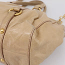 Miu Miu Hand Bag Leather 2way Beige Gold Auth am12661V-16