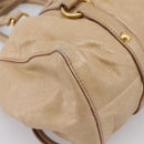 Miu Miu Hand Bag Leather 2way Beige Gold Auth am12661V-17