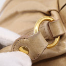 Miu Miu Hand Bag Leather 2way Beige Gold Auth am12661V-20