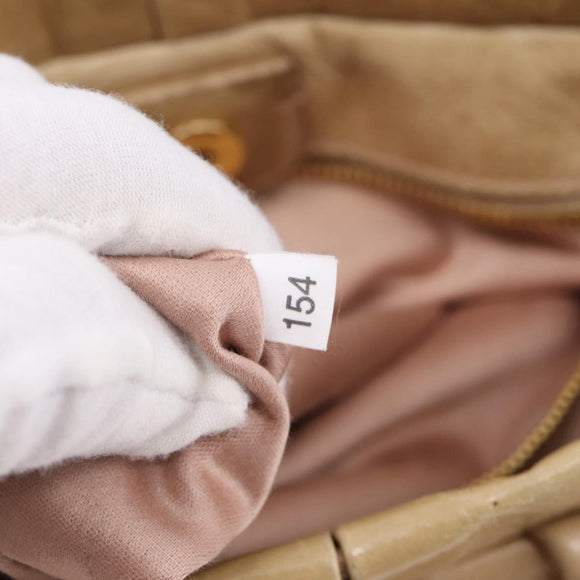Miu Miu Hand Bag Leather 2way Beige Gold Auth am12661V