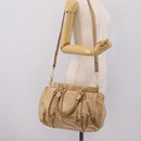 Miu Miu Hand Bag Leather 2way Beige Gold Auth am12661V-27