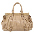 Miu Miu Hand Bag Leather 2way Beige Gold Auth am12661V-2