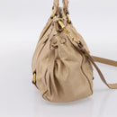 Miu Miu Hand Bag Leather 2way Beige Gold Auth am12661V-3