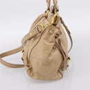Miu Miu Hand Bag Leather 2way Beige Gold Auth am12661V-4