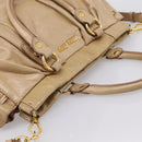 Miu Miu Hand Bag Leather 2way Beige Gold Auth am12661V-6