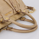 Miu Miu Hand Bag Leather 2way Beige Gold Auth am12661V-7