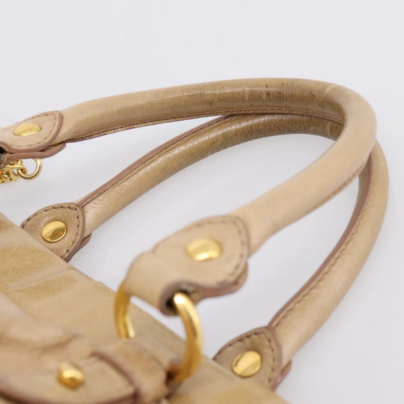 Miu Miu Hand Bag Leather 2way Beige Gold Auth am12661V