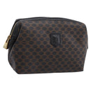 CELINE Macadam Canvas Pouch PVC Leather Black Gold Tone Auth am12663V-1