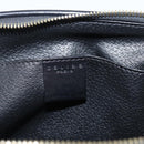 CELINE Macadam Canvas Pouch PVC Leather Black Gold Tone Auth am12663V-18