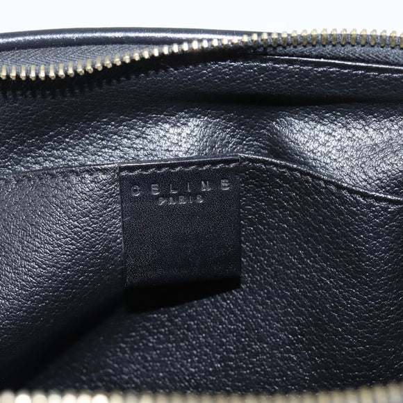 CELINE Macadam Canvas Pouch PVC Leather Black Gold Tone Auth am12663V