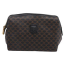 CELINE Macadam Canvas Pouch PVC Leather Black Gold Tone Auth am12663V-13