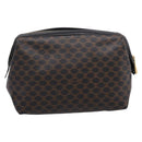 CELINE Macadam Canvas Pouch PVC Leather Black Gold Tone Auth am12663V-2