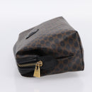CELINE Macadam Canvas Pouch PVC Leather Black Gold Tone Auth am12663V-3