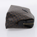 CELINE Macadam Canvas Pouch PVC Leather Black Gold Tone Auth am12663V-4