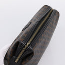 CELINE Macadam Canvas Pouch PVC Leather Black Gold Tone Auth am12663V-5