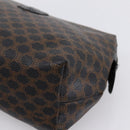 CELINE Macadam Canvas Pouch PVC Leather Black Gold Tone Auth am12663V-7