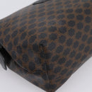 CELINE Macadam Canvas Pouch PVC Leather Black Gold Tone Auth am12663V-14