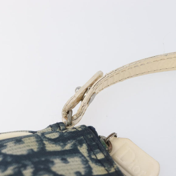 Christian Dior Trotter Canvas Saddle Pouch PVC Navy Silver Auth am12667A