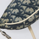 Christian Dior Trotter Canvas Saddle Pouch PVC Navy Silver Auth am12667A-15