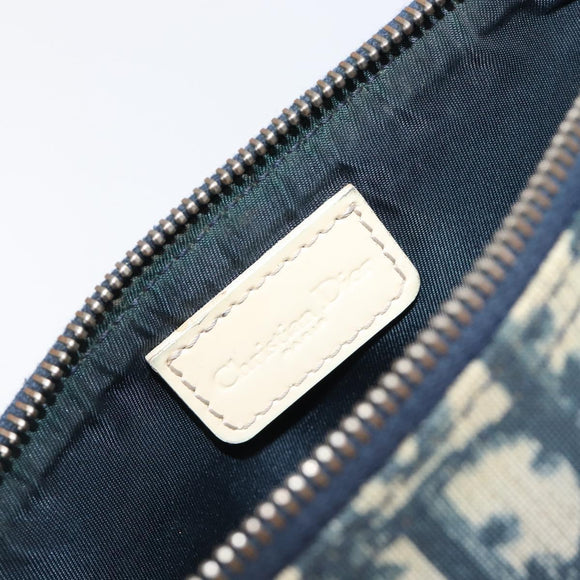 Christian Dior Trotter Canvas Saddle Pouch PVC Navy Silver Auth am12667A