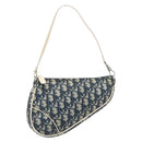 Christian Dior Trotter Canvas Saddle Pouch PVC Navy Silver Auth am12667A-2