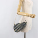 Christian Dior Trotter Canvas Saddle Pouch PVC Navy Silver Auth am12667A-23
