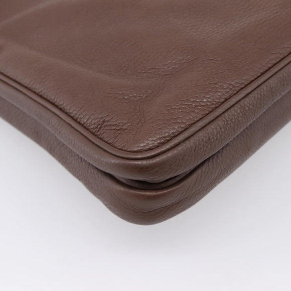 PRADA Shoulder Bag Taurillon Leather Brown Silver Auth am12669V