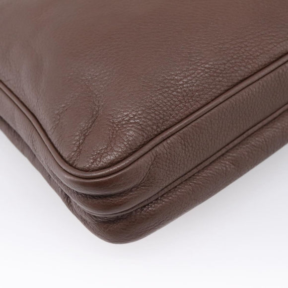 PRADA Shoulder Bag Taurillon Leather Brown Silver Auth am12669V