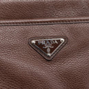 PRADA Shoulder Bag Taurillon Leather Brown Silver Auth am12669V-18