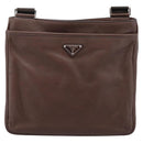 PRADA Shoulder Bag Taurillon Leather Brown Silver Auth am12669V-13