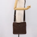 PRADA Shoulder Bag Taurillon Leather Brown Silver Auth am12669V-25