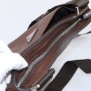 PRADA Shoulder Bag Taurillon Leather Brown Silver Auth am12669V-6