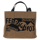 Salvatore Ferragamo Hand Bag Raffia Beige Gold Auth am12670V-13
