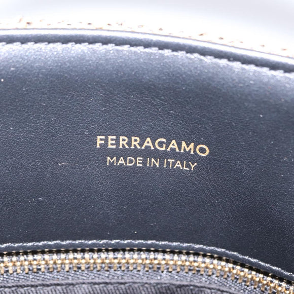 Salvatore Ferragamo Hand Bag Raffia Beige Gold Auth am12670V
