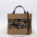 Salvatore Ferragamo Hand Bag Raffia Beige Gold Auth am12670V-12
