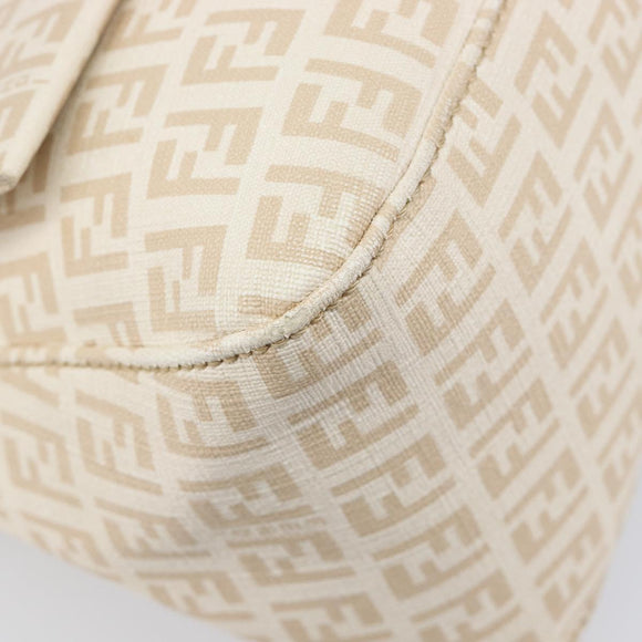 FENDI Zucchino Canvas Mamma Bucket GM Shoulder Bag PVC Beige Gold Auth am12671V