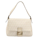 FENDI Zucchino Canvas Mamma Bucket GM Shoulder Bag PVC Beige Gold Auth am12671V-13