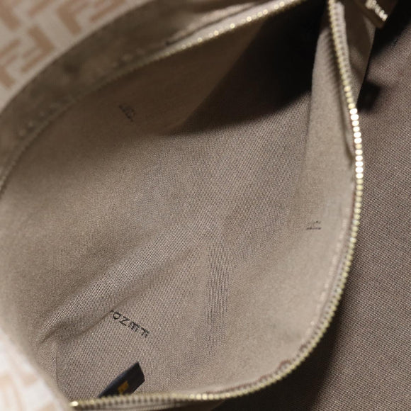 FENDI Zucchino Canvas Mamma Bucket GM Shoulder Bag PVC Beige Gold Auth am12671V