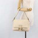 FENDI Zucchino Canvas Mamma Bucket GM Shoulder Bag PVC Beige Gold Auth am12671V-27