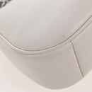 Coach Chain Teri Shoulder Bag Leather White Silver Auth am12672V-17