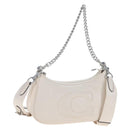 Coach Chain Teri Shoulder Bag Leather White Silver Auth am12672V-1