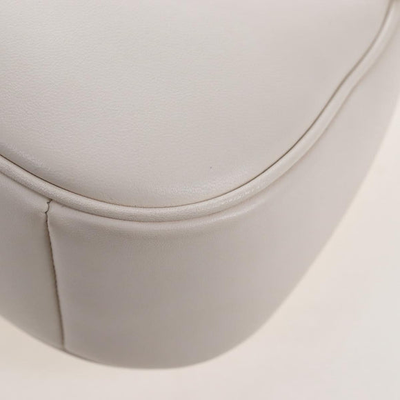 Coach Chain Teri Shoulder Bag Leather White Silver Auth am12672V