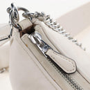 Coach Chain Teri Shoulder Bag Leather White Silver Auth am12672V-21