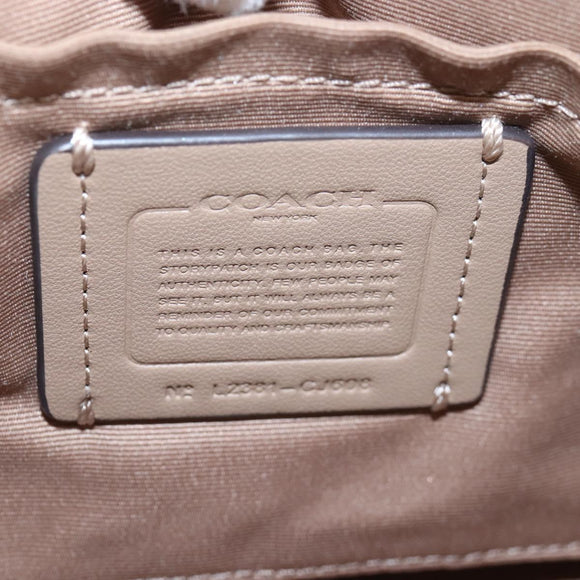 Coach Chain Teri Shoulder Bag Leather White Silver Auth am12672V