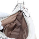 Coach Chain Teri Shoulder Bag Leather White Silver Auth am12672V-24