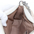 Coach Chain Teri Shoulder Bag Leather White Silver Auth am12672V-25