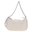 Coach Chain Teri Shoulder Bag Leather White Silver Auth am12672V-2