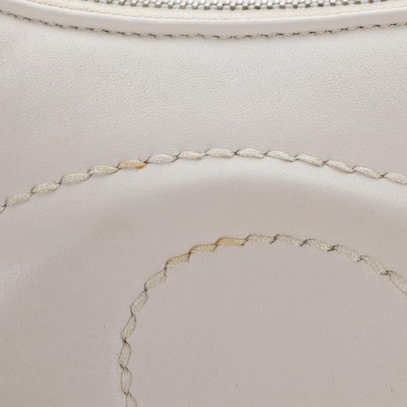 Coach Chain Teri Shoulder Bag Leather White Silver Auth am12672V