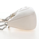 Coach Chain Teri Shoulder Bag Leather White Silver Auth am12672V-5