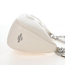 Coach Chain Teri Shoulder Bag Leather White Silver Auth am12672V-6